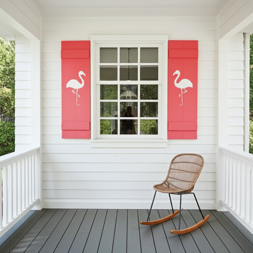 Flamingo Tropical Exterior Shutter, Sold Individually