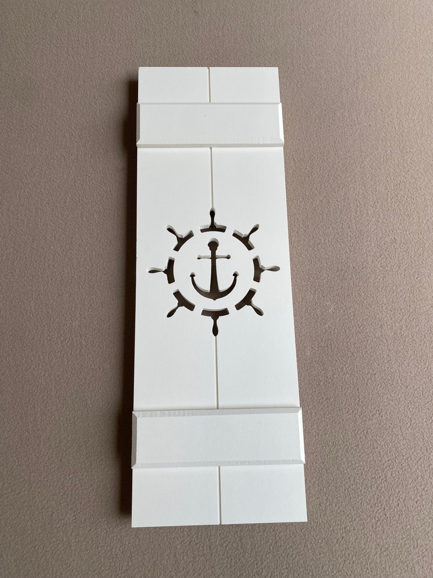 Ship Wheel with Anchor, Nautical Exterior Shutter, Sold Individually - High Springs Shutter Company