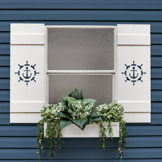 Ship Wheel with Anchor, Nautical Exterior Shutter, Sold Individually - High Springs Shutter Company