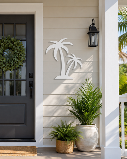 Palm Tree Beach House Sign, Outdoor PVC Decor