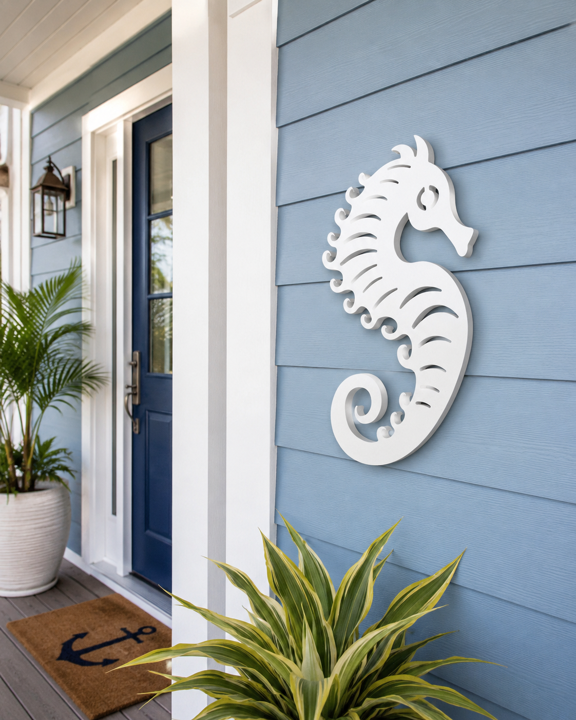 Outdoor Seahorse Decor, Beach House Sign