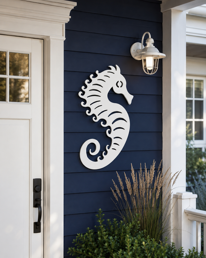 Outdoor Seahorse Decor, Beach House Sign