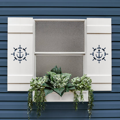 Ship Wheel with Anchor, Nautical Exterior Shutter, Sold Individually - High Springs Shutter Company