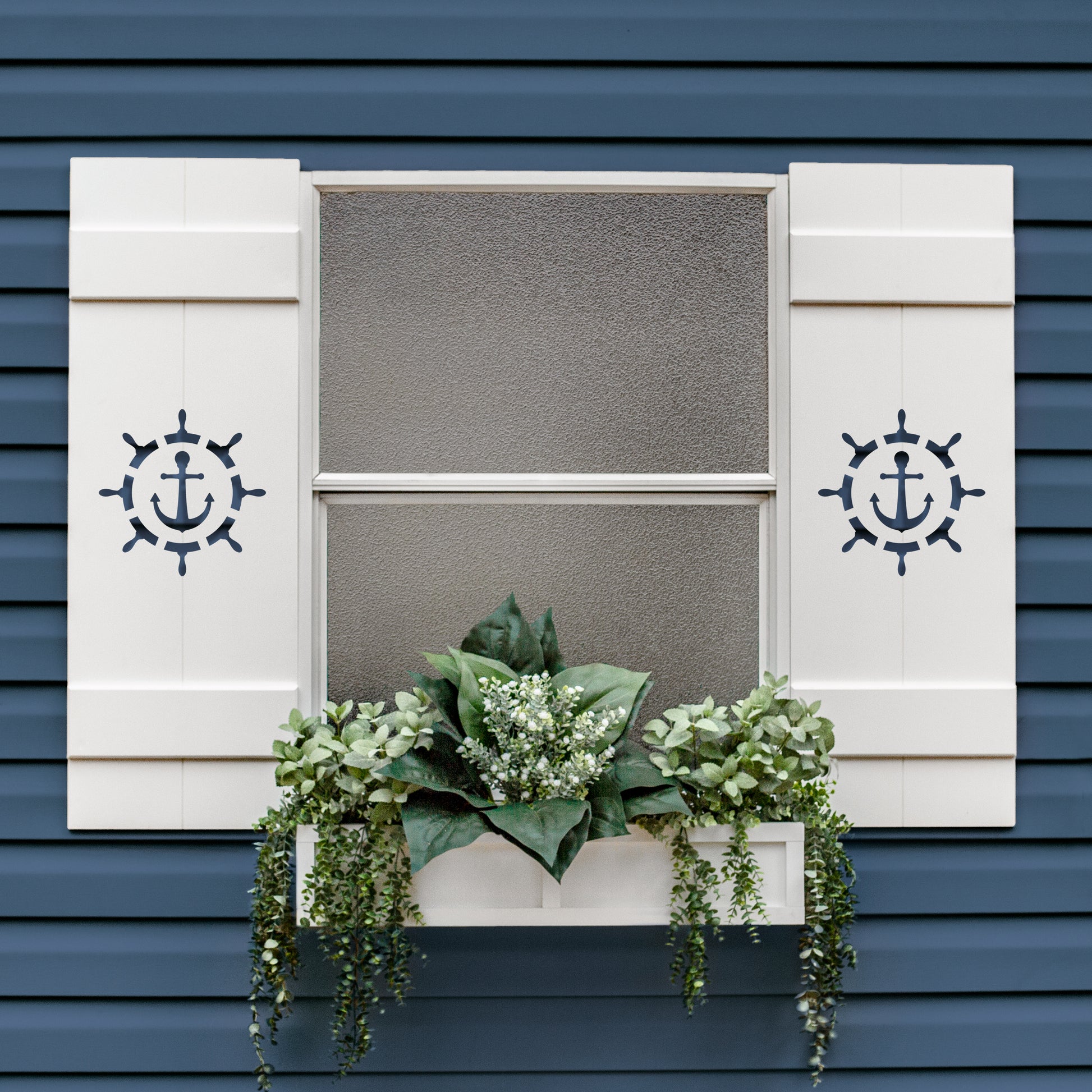 Ship Wheel with Anchor, Nautical Exterior Shutter, Sold Individually High Springs Shutter Company