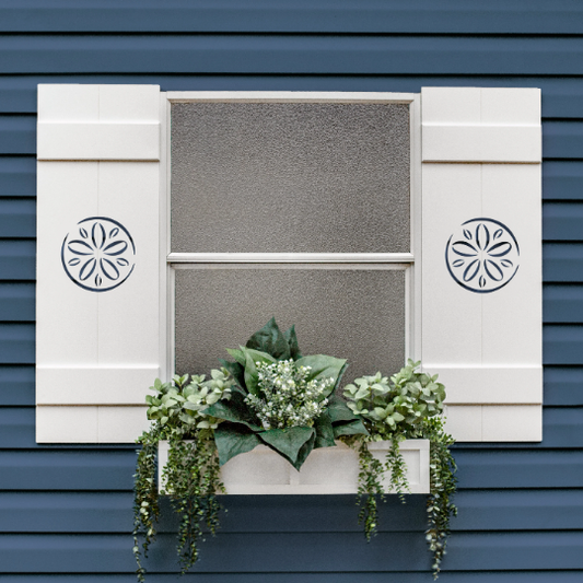 Shutter with a sand dollar cut out