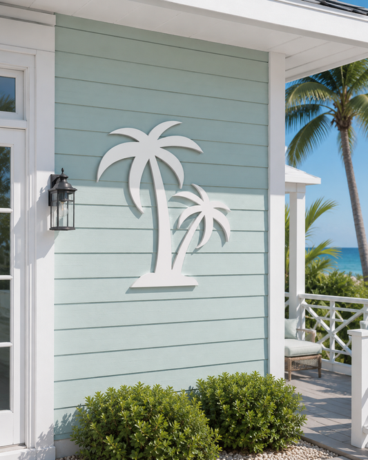 Palm Tree Beach House Sign, Outdoor PVC Decor - High Springs Shutter Company